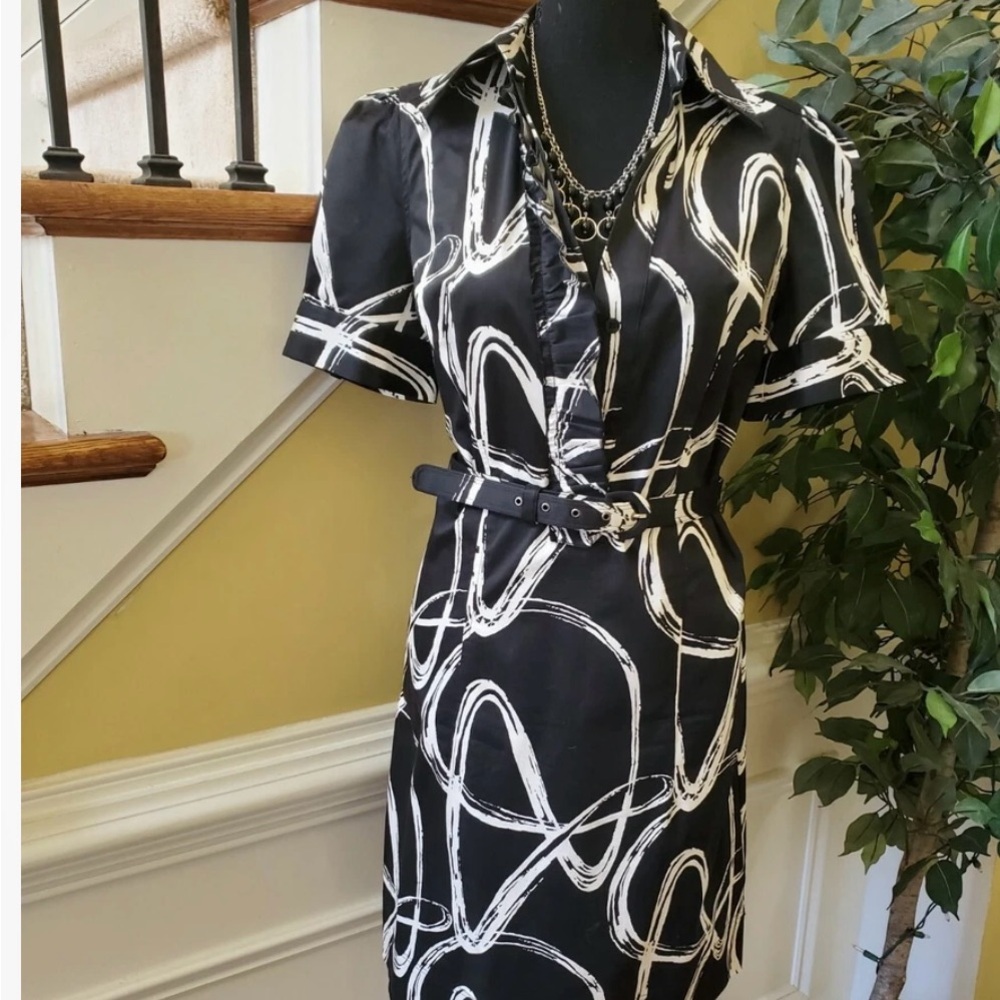 WOW New York & Company Black and White Wrap Midi Dress
